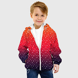 Куртка с капюшоном детская Градиент оранжево-фиолетовый со звёздочками, цвет: 3D-белый — фото 2