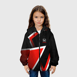 Куртка с капюшоном детская Honda - красные треугольники, цвет: 3D-черный — фото 2