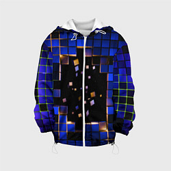 Куртка с капюшоном детская Окно в пространство - синие кубы, цвет: 3D-белый