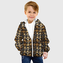 Куртка с капюшоном детская Золотистая текстурная броня, цвет: 3D-белый — фото 2