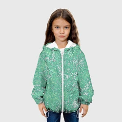 Куртка с капюшоном детская Текстура изумрудный, цвет: 3D-белый — фото 2