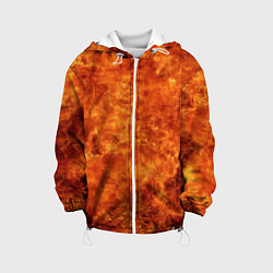 Куртка с капюшоном детская Пламя 8бит текстура, цвет: 3D-белый