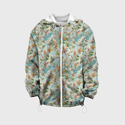 Куртка с капюшоном детская Сирень цветы паттерн, цвет: 3D-белый