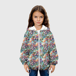 Куртка с капюшоном детская Объемная сирень паттерн, цвет: 3D-белый — фото 2