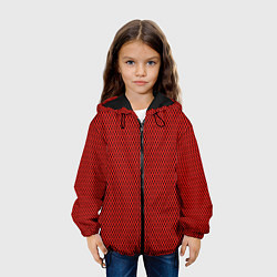 Куртка с капюшоном детская Красно-чёрный имитация сетки, цвет: 3D-черный — фото 2