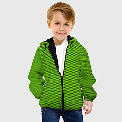 Куртка с капюшоном детская Кислотный зелёный имитация сетки, цвет: 3D-черный — фото 2