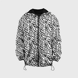 Куртка с капюшоном детская Чёрно-белый имитация шкуры, цвет: 3D-черный