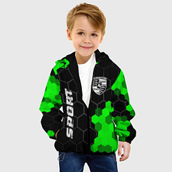 Куртка с капюшоном детская Porsche green sport hexagon, цвет: 3D-черный — фото 2