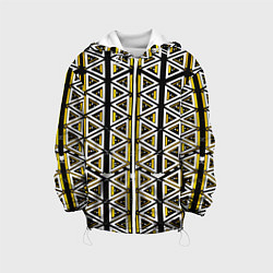 Куртка с капюшоном детская Жёлто-белые треугольники на чёрном фоне, цвет: 3D-белый