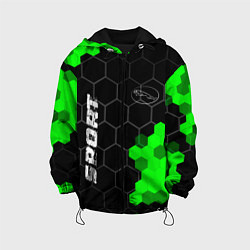 Куртка с капюшоном детская Jaguar green sport hexagon, цвет: 3D-черный