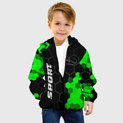 Куртка с капюшоном детская Jaguar green sport hexagon, цвет: 3D-черный — фото 2
