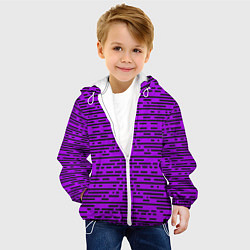 Куртка с капюшоном детская Чёрные полосы на фиолетовом фоне, цвет: 3D-белый — фото 2