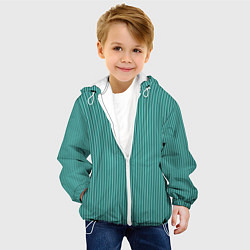 Куртка с капюшоном детская Благородный бирюзовый в белую тонкую полоску, цвет: 3D-белый — фото 2