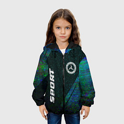 Куртка с капюшоном детская Mercedes sport glitch blue, цвет: 3D-черный — фото 2