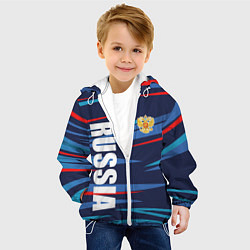 Куртка с капюшоном детская Россия - blue stripes, цвет: 3D-белый — фото 2