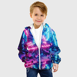 Куртка с капюшоном детская Разбитая неоновая вывеска - мегаполис, цвет: 3D-белый — фото 2