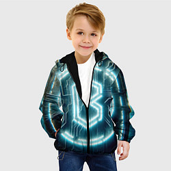 Куртка с капюшоном детская Неоновая вывеска - свечение, цвет: 3D-черный — фото 2