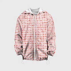 Куртка с капюшоном детская Паттерн маленькая красная мозаичная плитка, цвет: 3D-белый