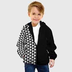 Куртка с капюшоном детская Белые треугольники на чёрном фоне, цвет: 3D-черный — фото 2
