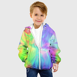 Куртка с капюшоном детская Яркий тай-дай абстракция, цвет: 3D-белый — фото 2
