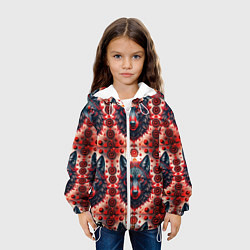 Куртка с капюшоном детская Серые волки на красном фоне, цвет: 3D-белый — фото 2