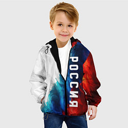 Куртка с капюшоном детская Россия триколор флаг, цвет: 3D-черный — фото 2
