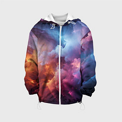 Куртка с капюшоном детская Облачный космос, цвет: 3D-белый