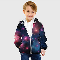 Куртка с капюшоном детская Абстрактный космос фантастика, цвет: 3D-белый — фото 2