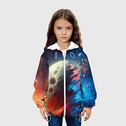 Куртка с капюшоном детская Разрыв космического тела - нейросеть, цвет: 3D-белый — фото 2