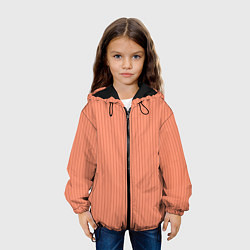 Куртка с капюшоном детская Тёмный персиковый в полоску, цвет: 3D-черный — фото 2