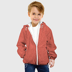 Куртка с капюшоном детская Тёмный коралловый полосатый, цвет: 3D-белый — фото 2