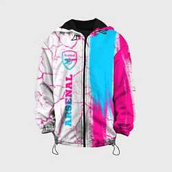 Куртка с капюшоном детская Arsenal neon gradient style по-вертикали, цвет: 3D-черный