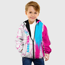 Куртка с капюшоном детская Arsenal neon gradient style по-вертикали, цвет: 3D-черный — фото 2
