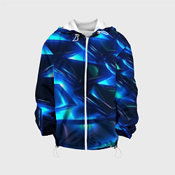 Куртка с капюшоном детская Синие абстрактные неоновые плиты, цвет: 3D-белый