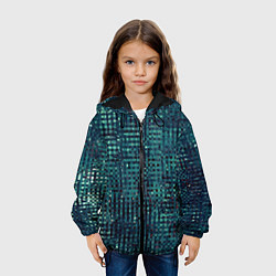 Куртка с капюшоном детская Сине-бирюзовый абстрактный, цвет: 3D-черный — фото 2