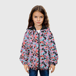 Куртка с капюшоном детская Неоновый пиксельный камуфляжный паттерн, цвет: 3D-черный — фото 2