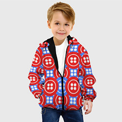 Куртка с капюшоном детская Красные и синие пуговицы, цвет: 3D-черный — фото 2