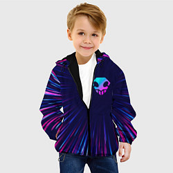 Куртка с капюшоном детская Bleach neon blast lines, цвет: 3D-черный — фото 2