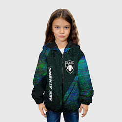 Куртка с капюшоном детская AEK Athens glitch blue, цвет: 3D-черный — фото 2