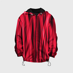 Куртка с капюшоном детская Красно-розовые абстрактные полосы, цвет: 3D-черный