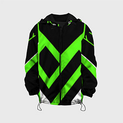 Куртка с капюшоном детская Зелёно-белые полосы и чёрный фон, цвет: 3D-черный
