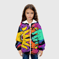 Куртка с капюшоном детская Психоделические руки, цвет: 3D-белый — фото 2
