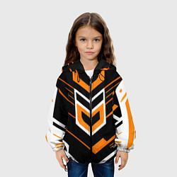 Куртка с капюшоном детская Полосы и оранжево-белый шестиугольник, цвет: 3D-черный — фото 2