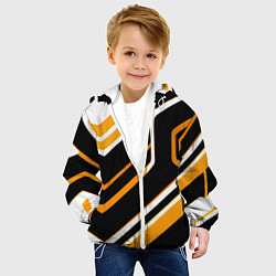 Куртка с капюшоном детская Чёрно-жёлтые полосы на белом фоне, цвет: 3D-белый — фото 2