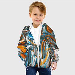 Куртка с капюшоном детская Иллюзия смешанных абстрактных красок, цвет: 3D-белый — фото 2