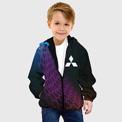Куртка с капюшоном детская Mitsubishi neon hexagon, цвет: 3D-черный — фото 2