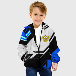 Куртка с капюшоном детская Россия геометрия текстура, цвет: 3D-черный — фото 2
