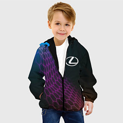 Куртка с капюшоном детская Lexus neon hexagon, цвет: 3D-черный — фото 2