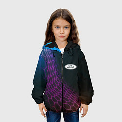 Куртка с капюшоном детская Ford neon hexagon, цвет: 3D-черный — фото 2