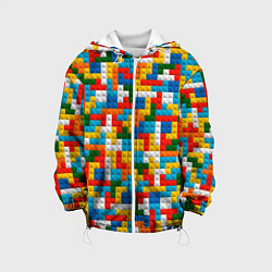 Куртка с капюшоном детская Разноцветные квадратные плитки, цвет: 3D-белый